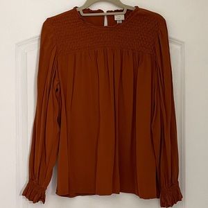 a new day smocked high collar blouse